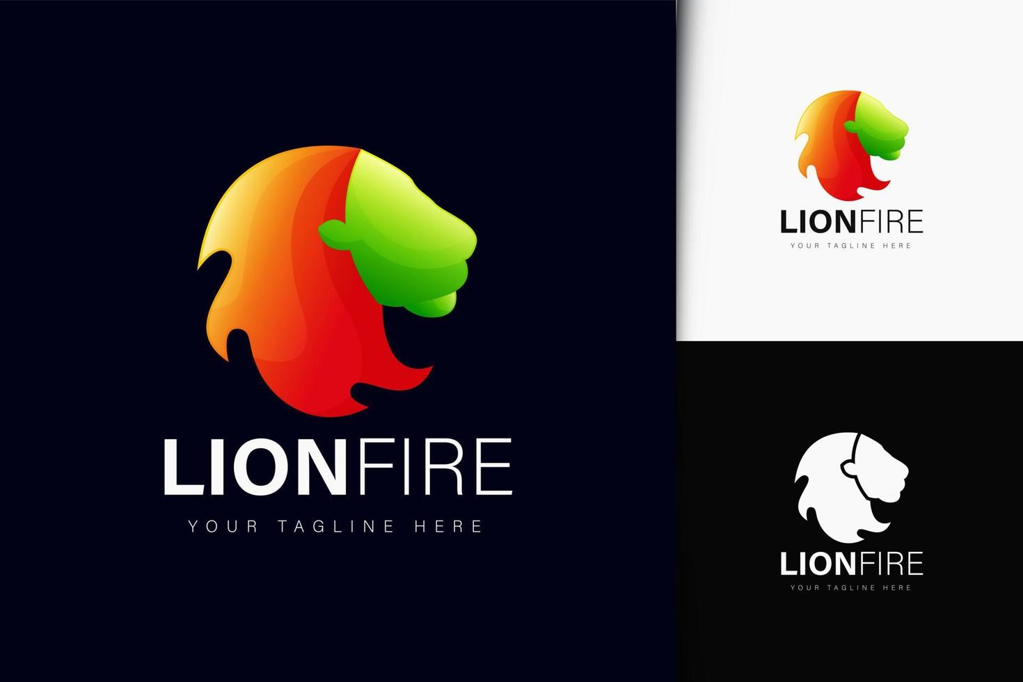 Lion fire logo design with gradient vector