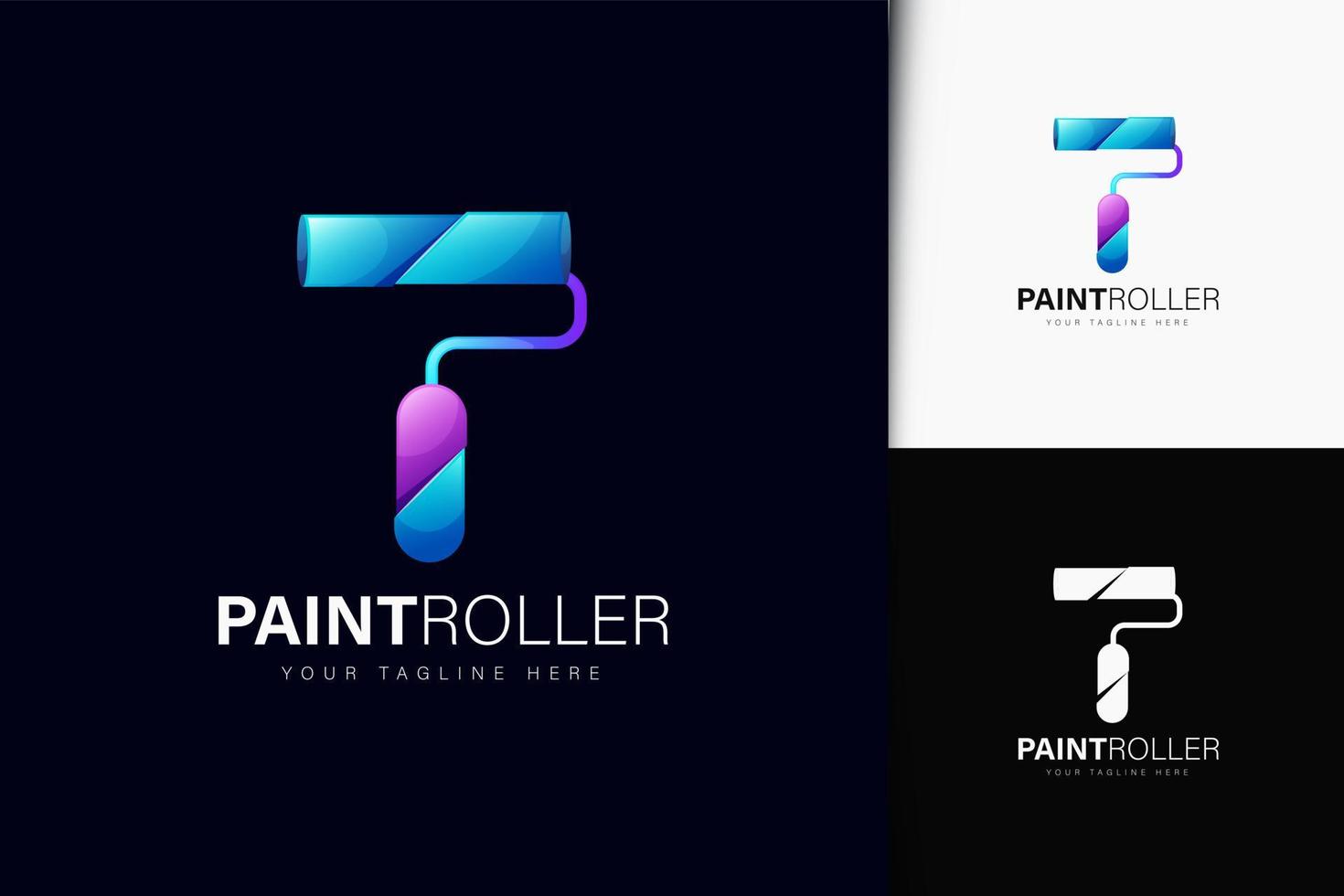 Paint roller logo design with gradient vector