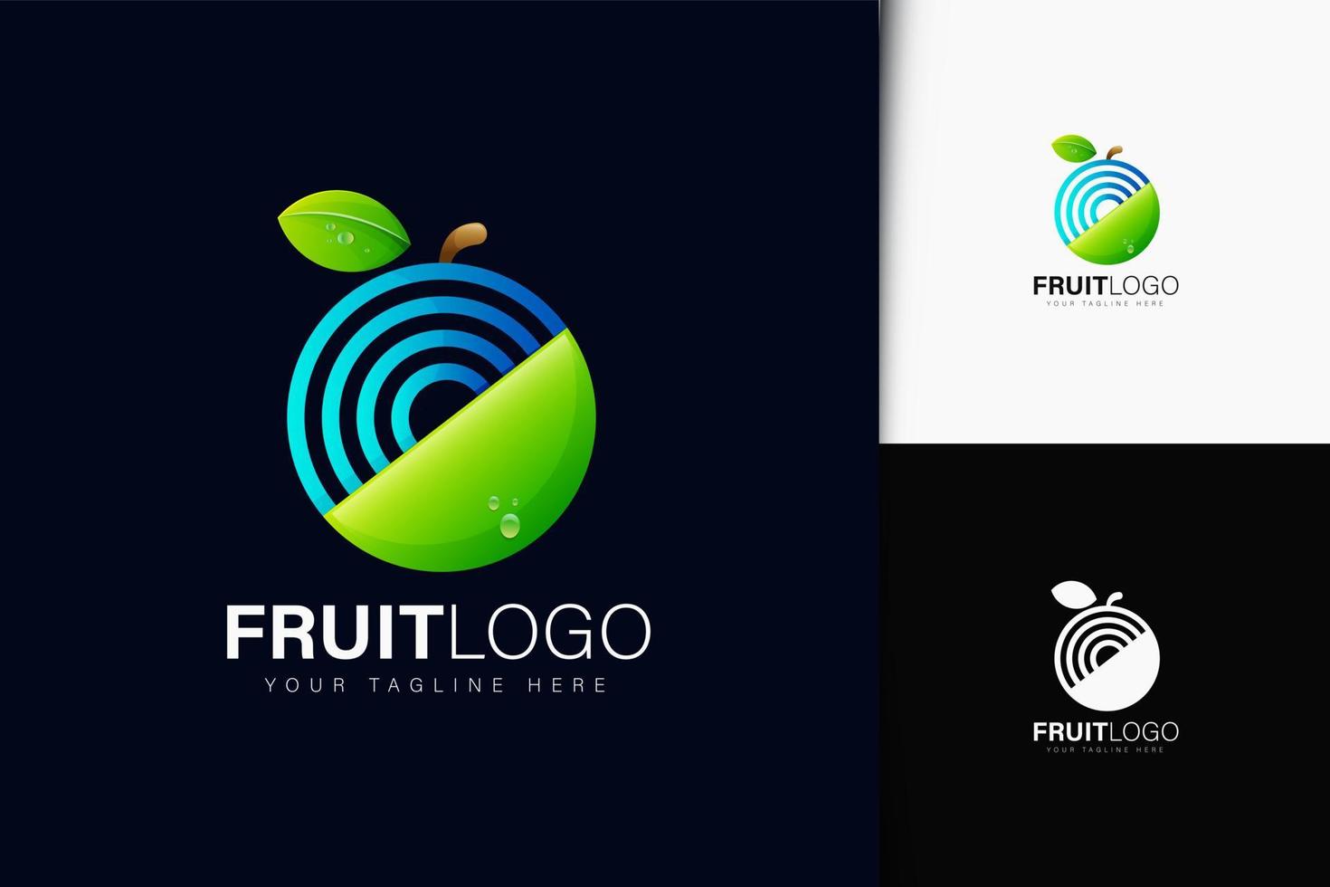 Diseño de logotipo de conexión de frutas con degradado. vector