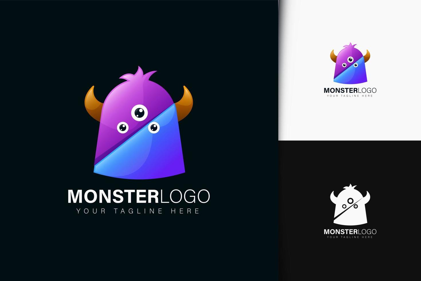 diseño de logotipo de monstruo con degradado vector