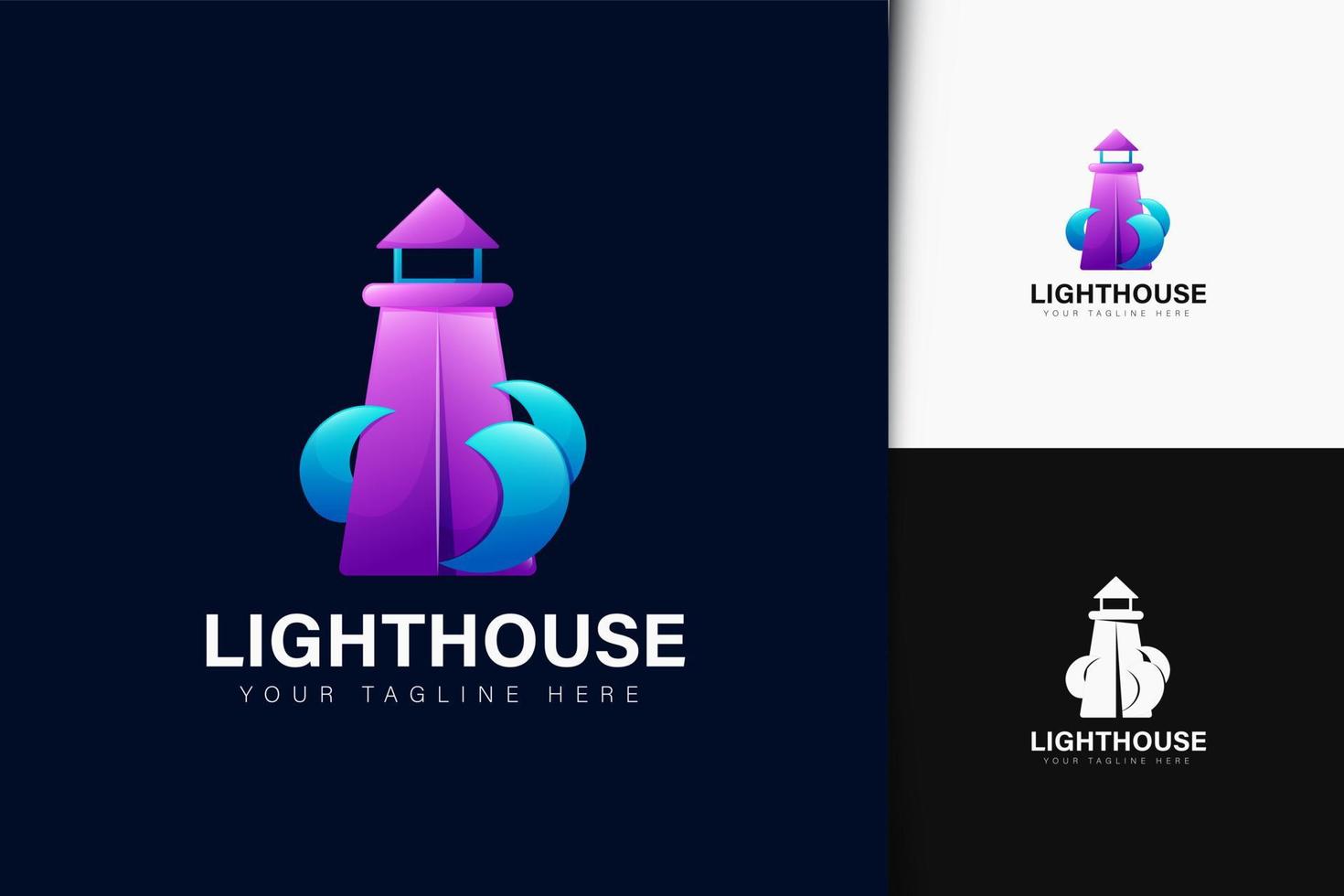 Lighthouse logo design with gradient vector