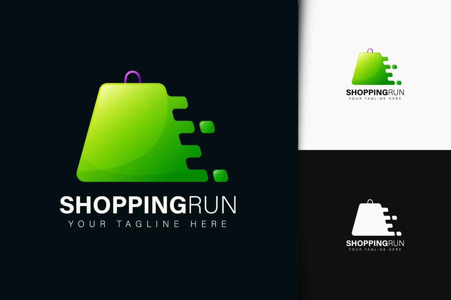 Shopping run logo design with gradient vector