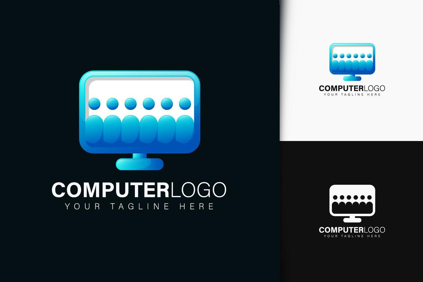 Computer people logo design with gradient vector