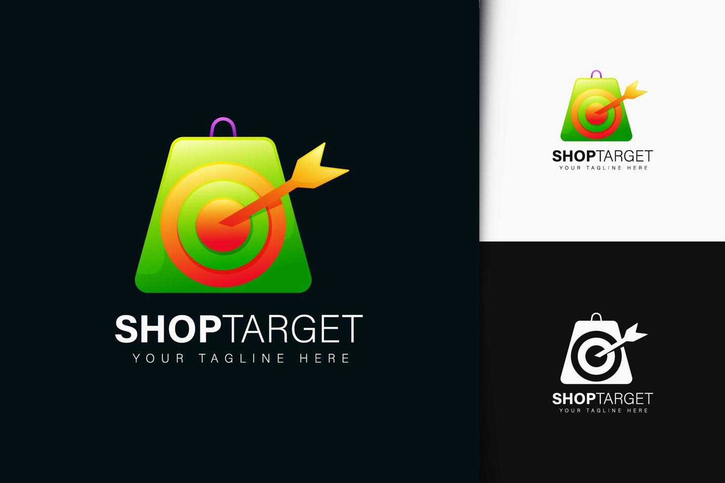 Shop target logo design with gradient vector