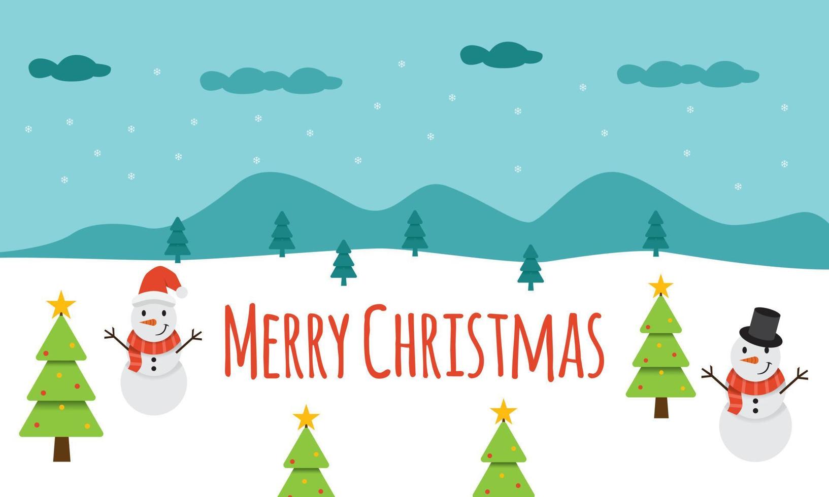 Happy Merry Christmas Background. Cute Merry Christmas Vector Design Illustration With Flat Style, Cute Christmas banner, greeting card Merry Christmas Day.