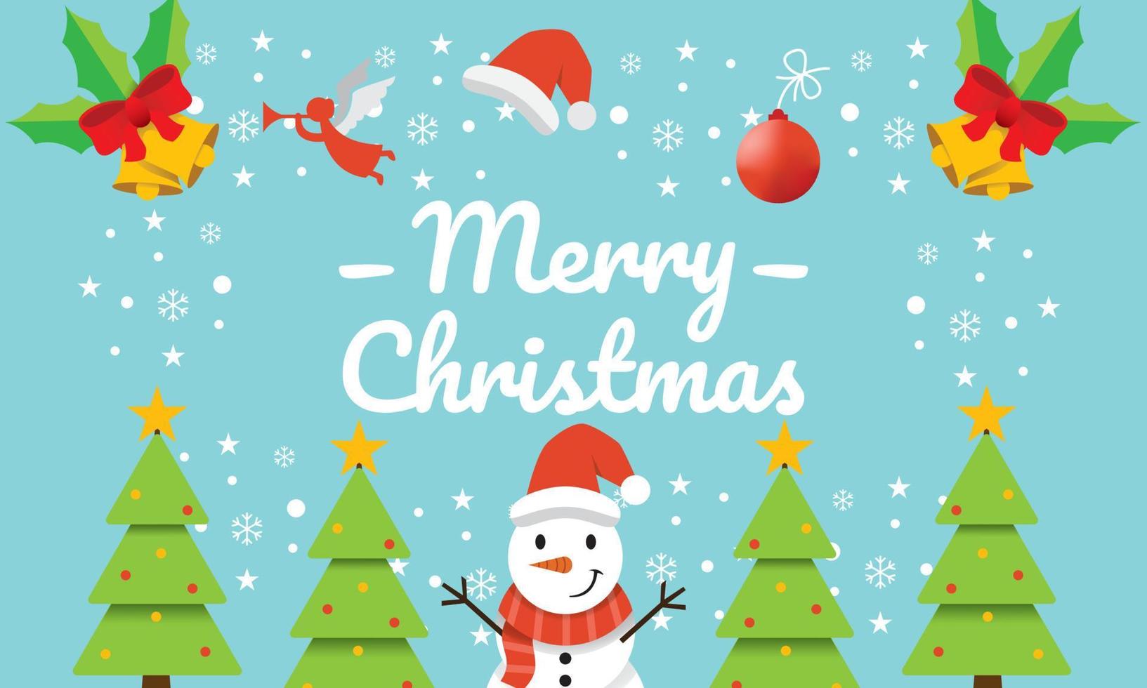 Happy Merry Christmas Background. Cute Merry Christmas Vector Design Illustration With Flat Style, Cute Christmas banner, greeting card Merry Christmas Day.