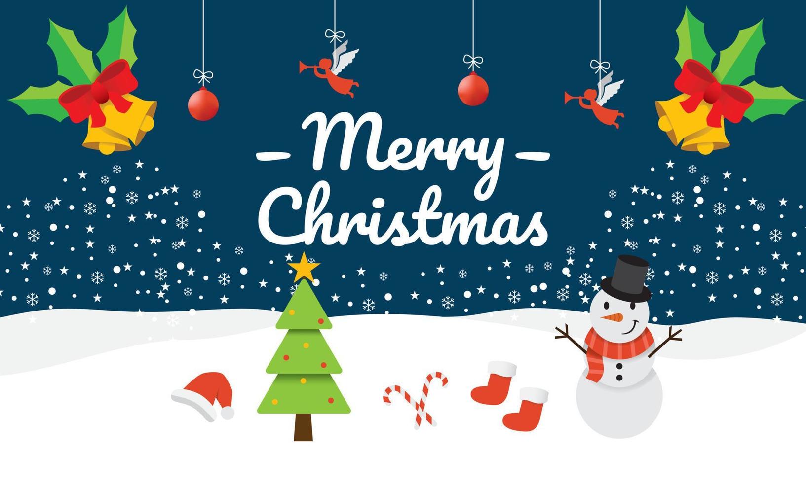 Happy Merry Christmas Background. Cute Merry Christmas Vector Design Illustration With Flat Style, Cute Christmas banner, greeting card Merry Christmas Day.