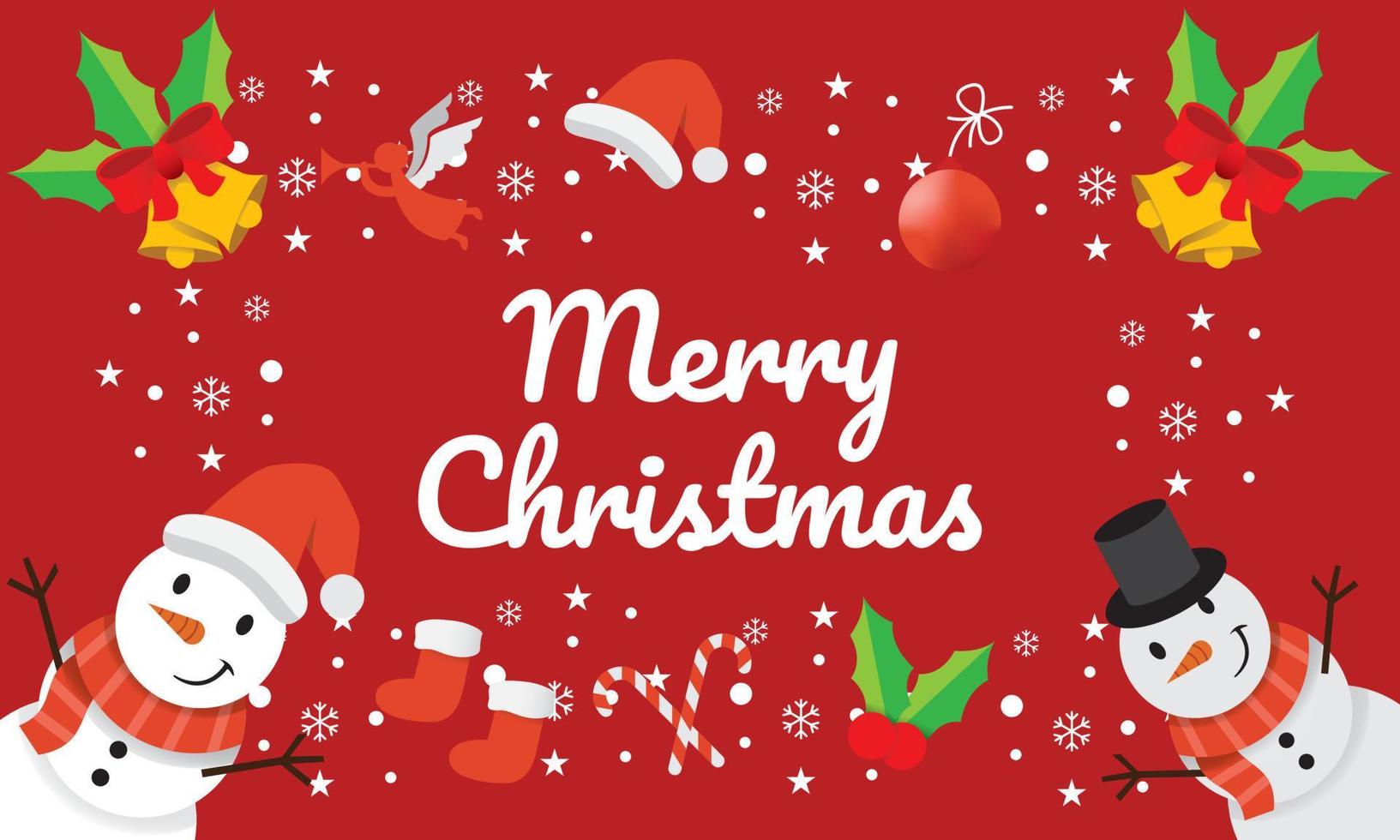 Cute Merry Christmas Red background. vector