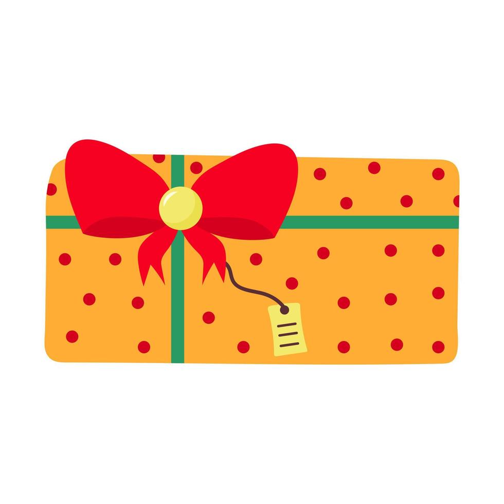 Gift box with bow and label. vector