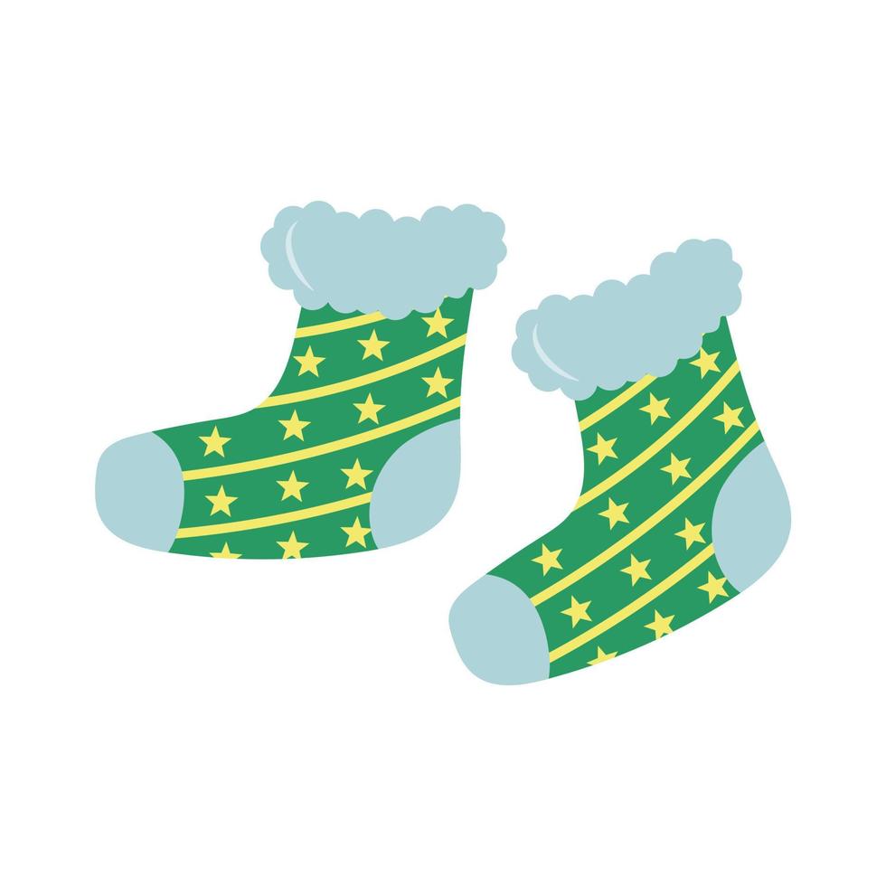 Warm knitted socks with stars pattern vector