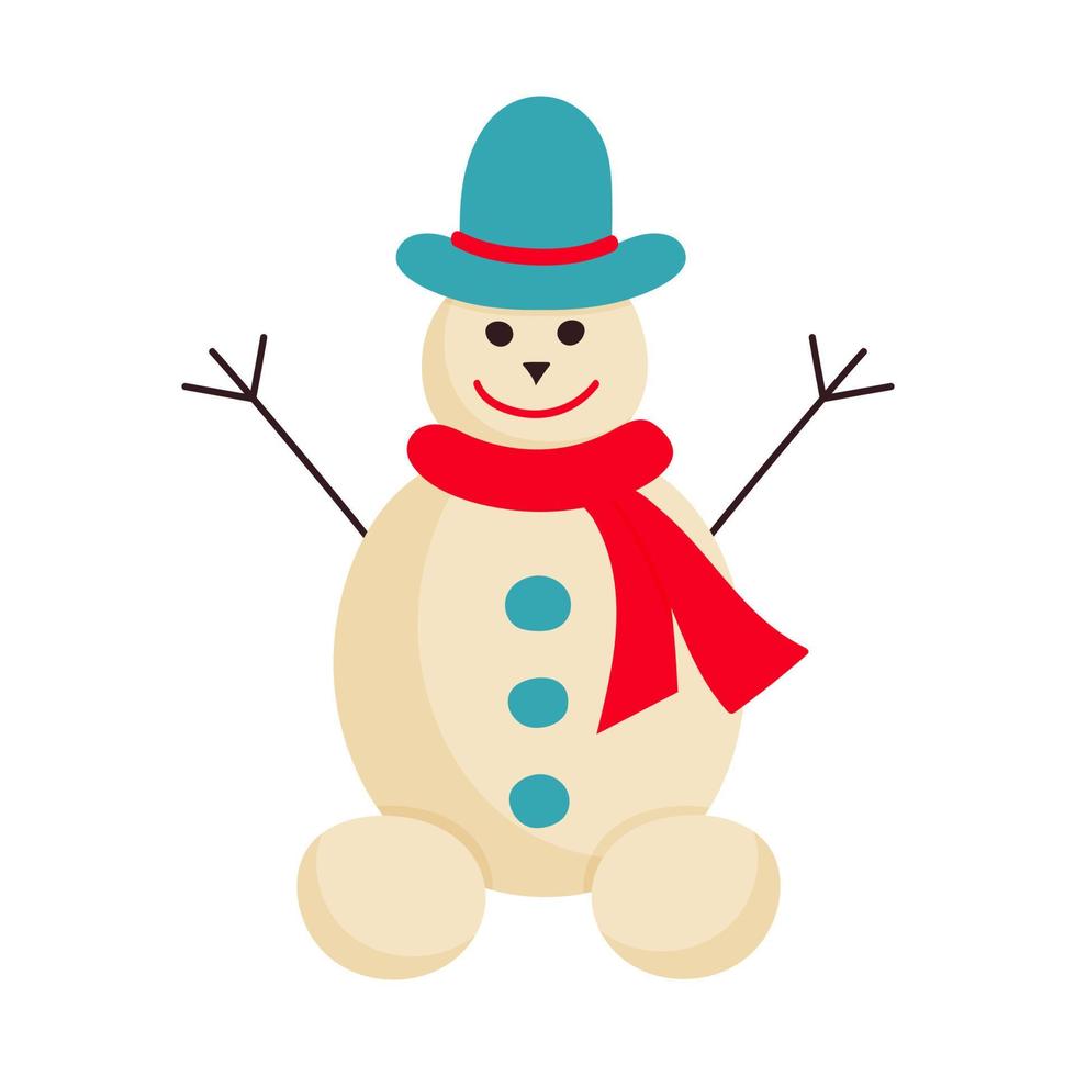 Snowman with hat and scarf vector