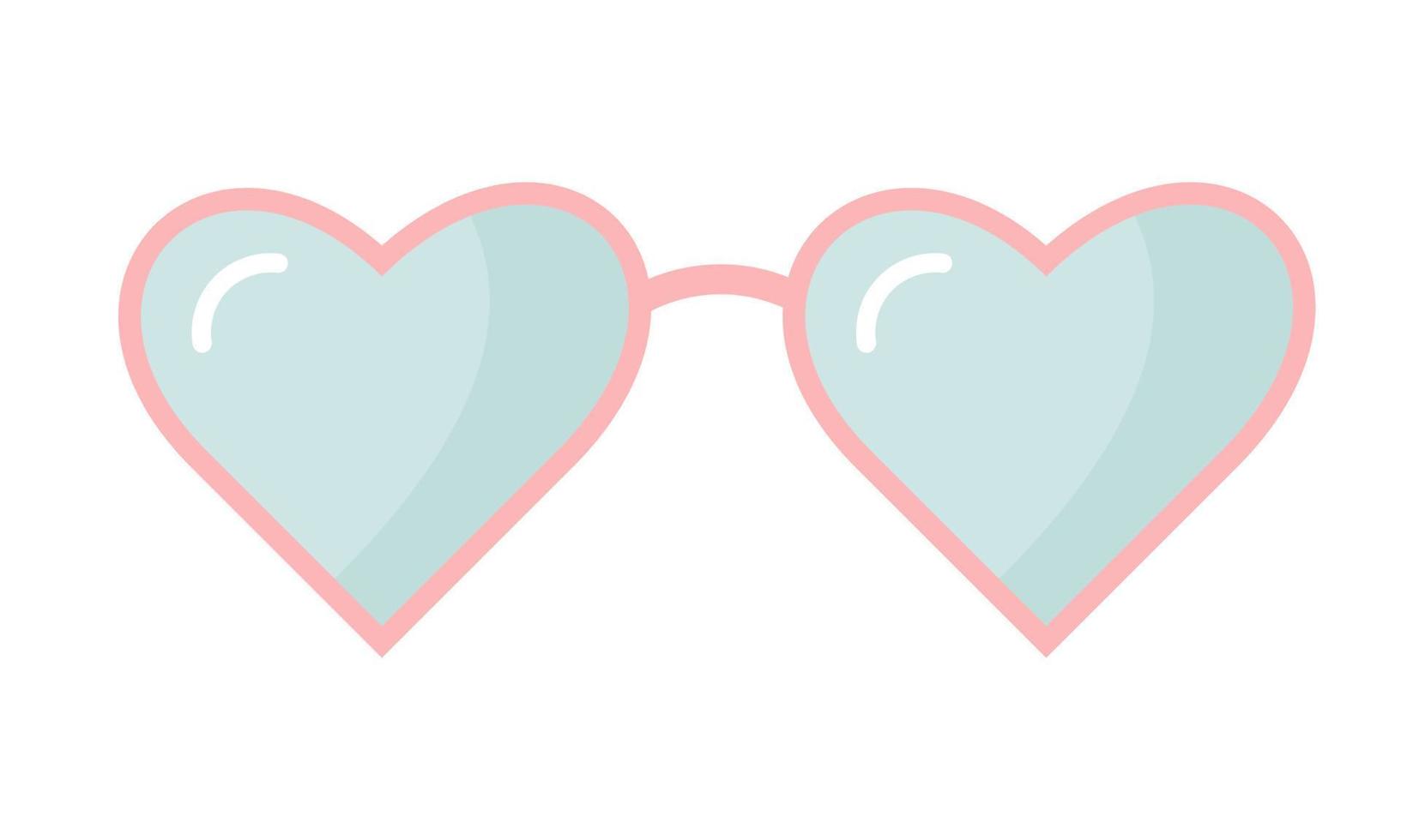 Cute glasses in the form of hearts. vector