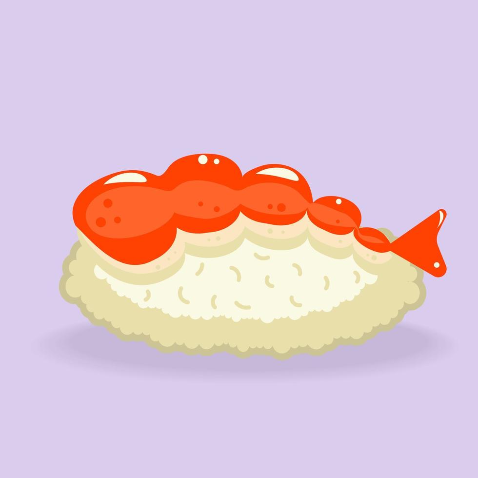 rollo de sushi de camarones. cocina japonesa. vector