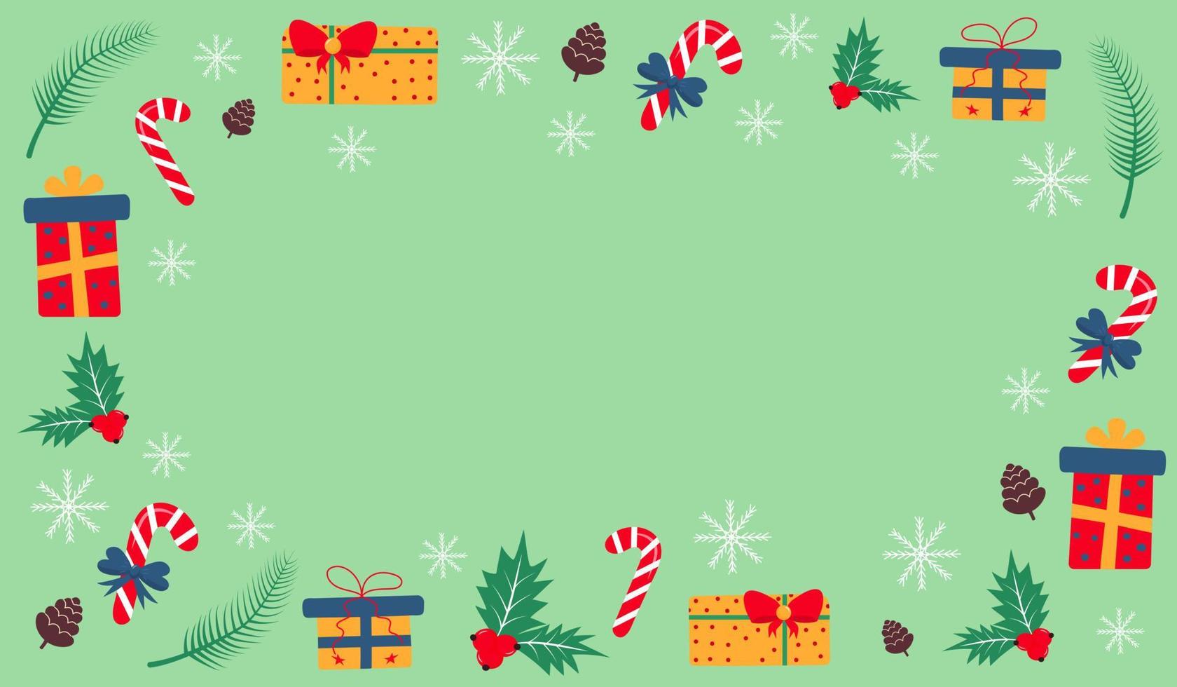 Christmas background with decorations and gift boxes vector