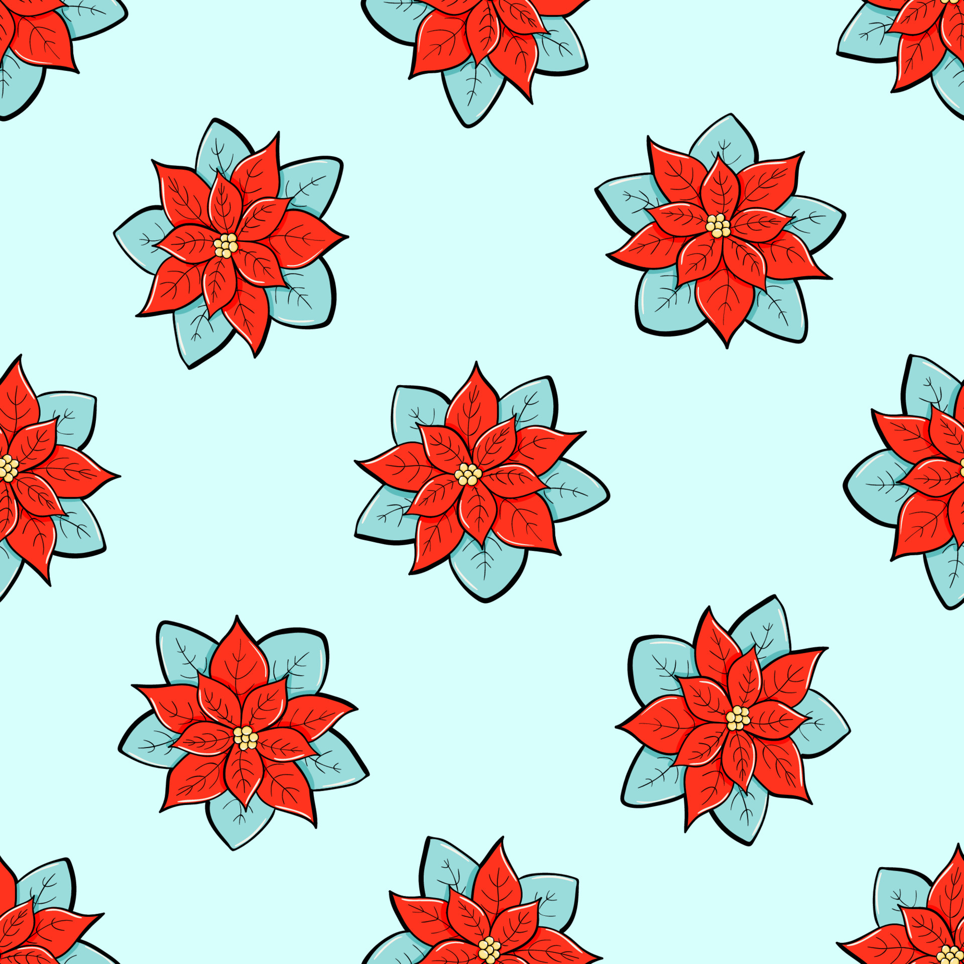 Poinsettia and holly branches vector seamless pattern. Winter flowers  doodle sketch in a minimalist style. Trendy illustration for wallpaper,  wrapping paper, winter fabric 4669531 Vector Art at Vecteezy