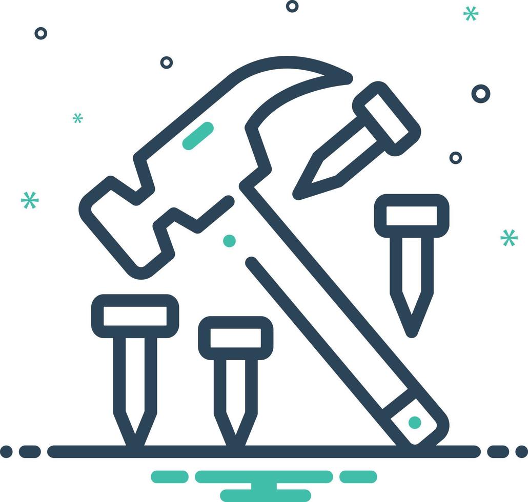 Vector mix icon for hammer and nail