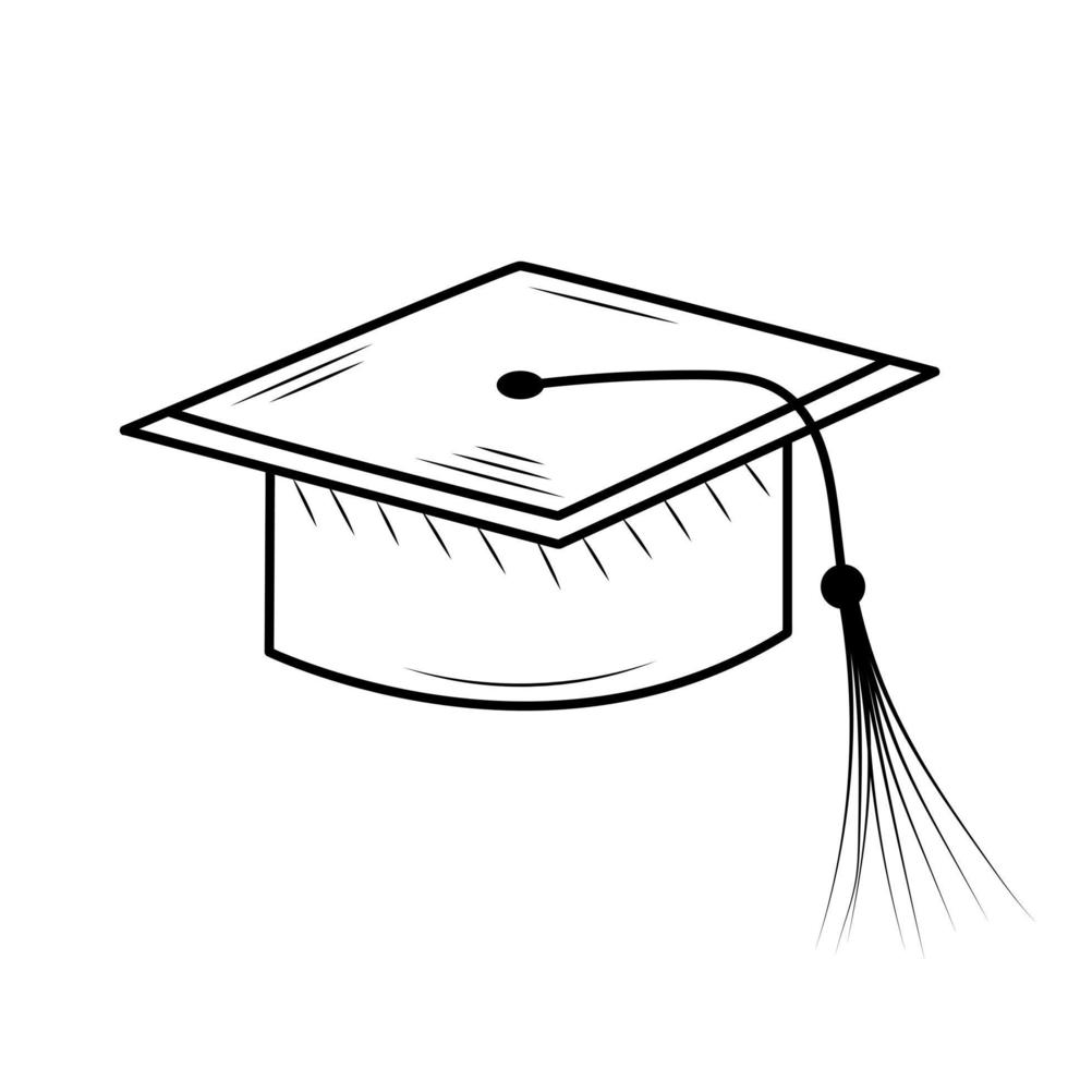 Graduation hat in hand drawn style. vector