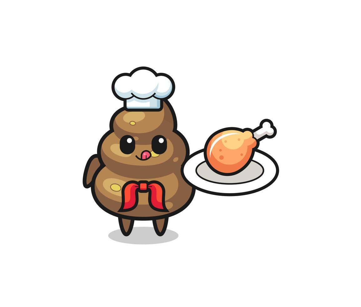 poop fried chicken chef cartoon character vector