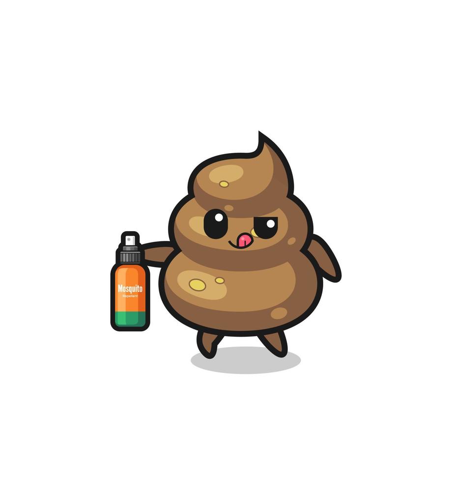 cute poop holding mosquito repellent vector