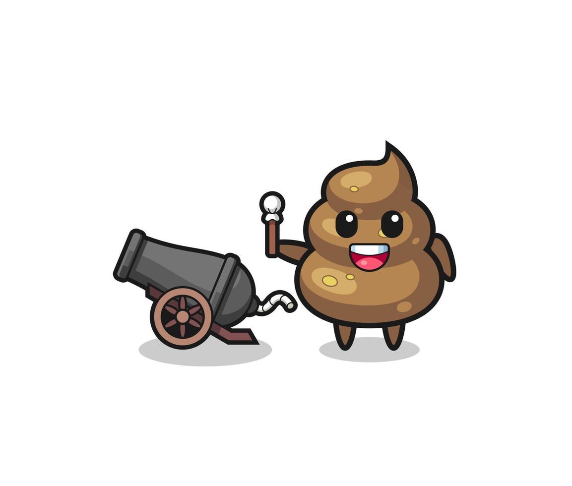 cute poop shoot using cannon vector