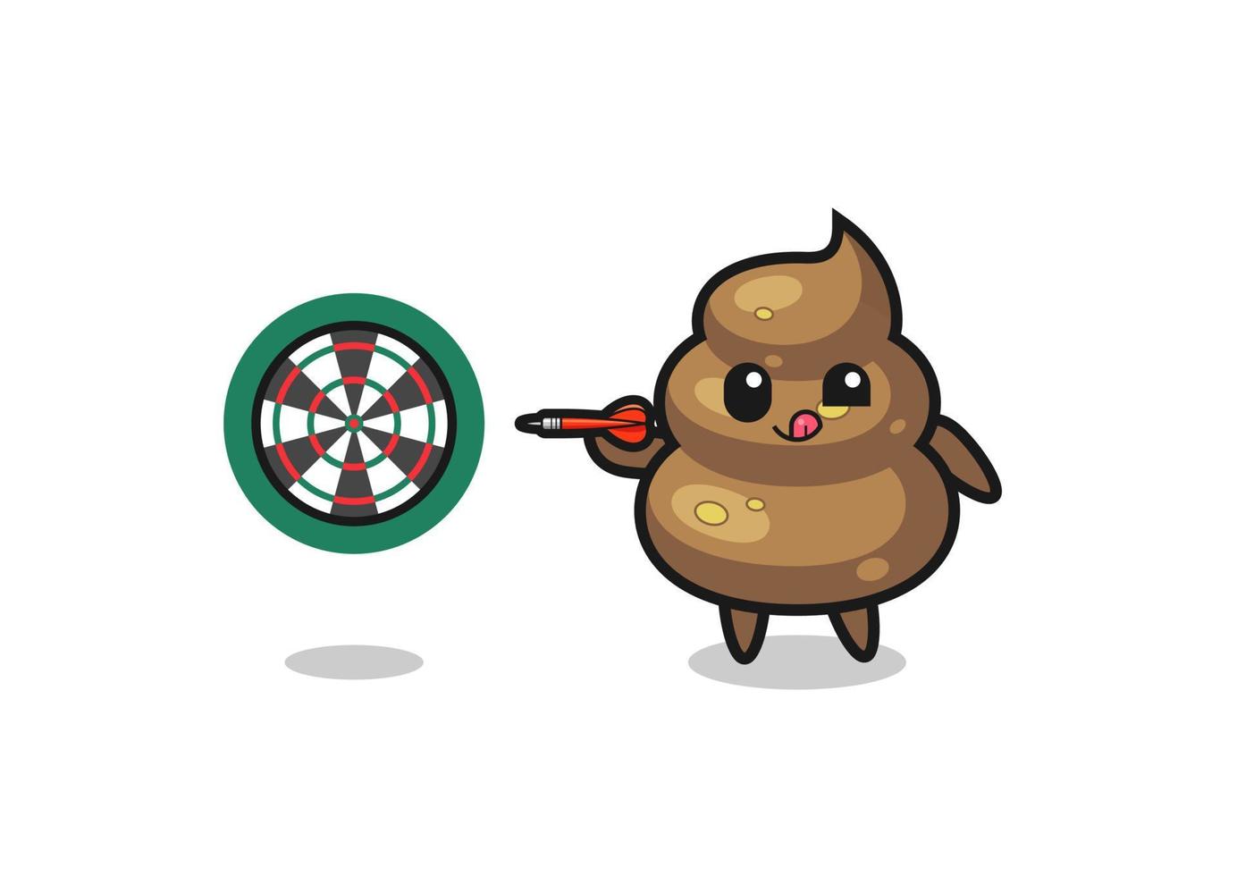 cute poop is playing dart vector