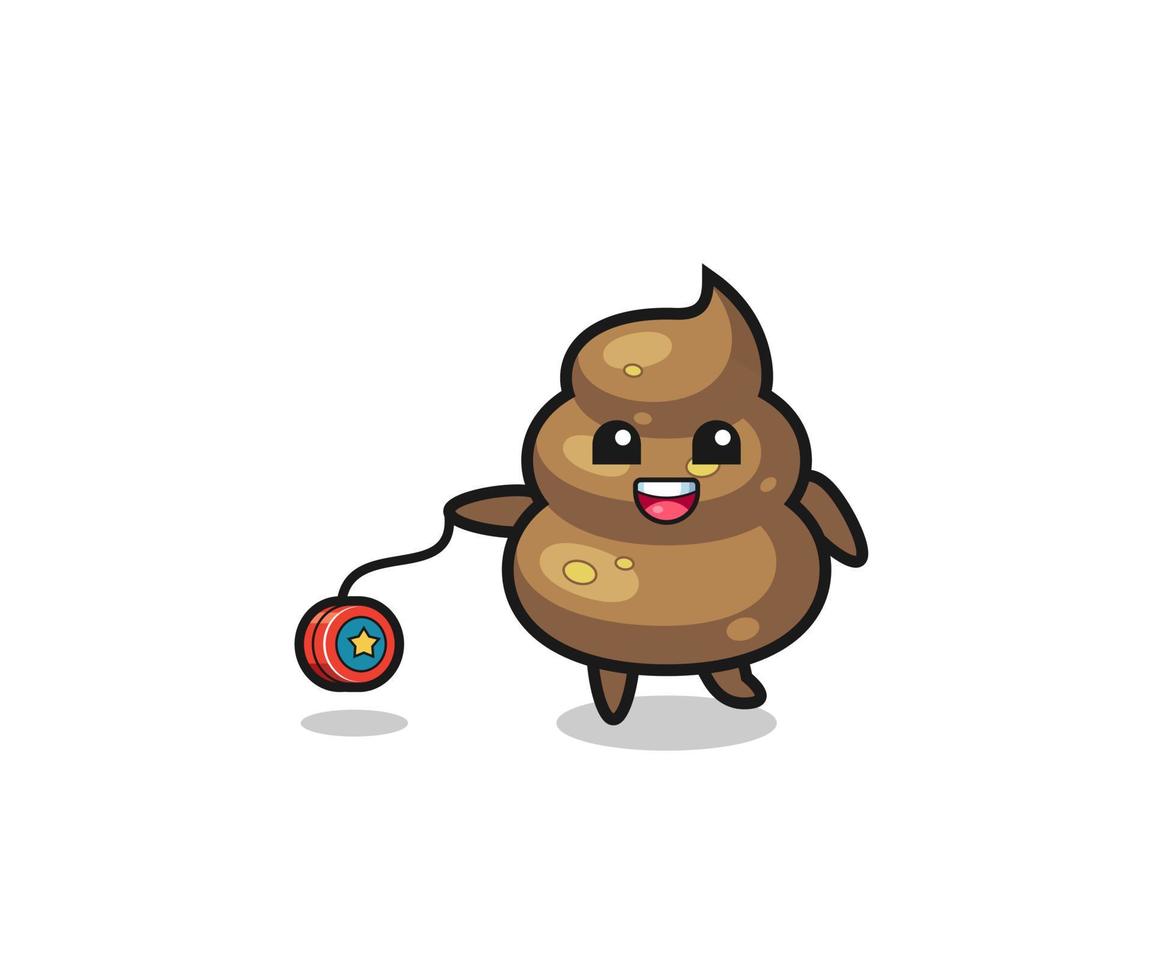 cartoon of cute poop playing a yoyo vector