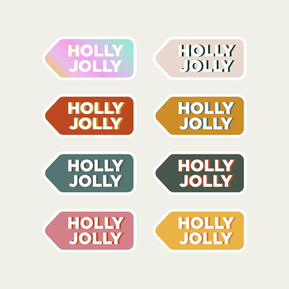 Holly jolly christmas tag cute aesthetic qoute vector