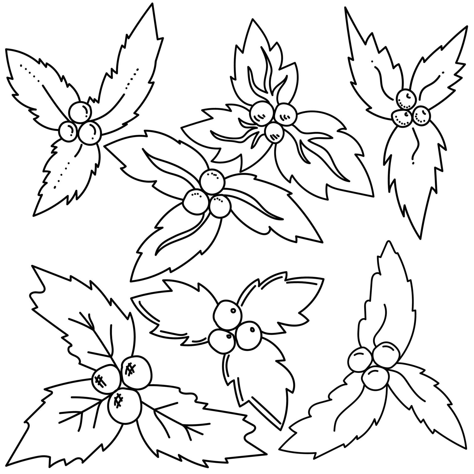 Holly Leaf Coloring Page