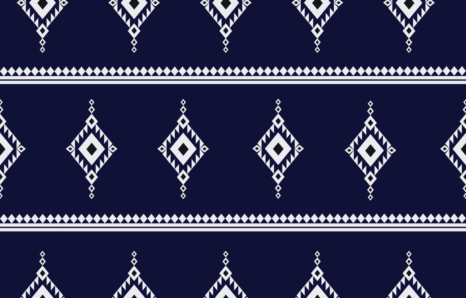 Geometric ethnic pattern Abstract seamless background in navy and white color Design for Print, wallpaper, fabric, textile vector illustration