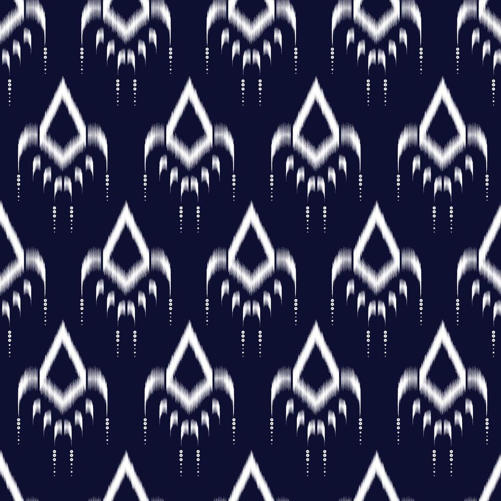 Vector ethnic pattern geometric abstract seamless ikat background blue and white The design used for Print, wallpaper, fabric pattern, fashion textile