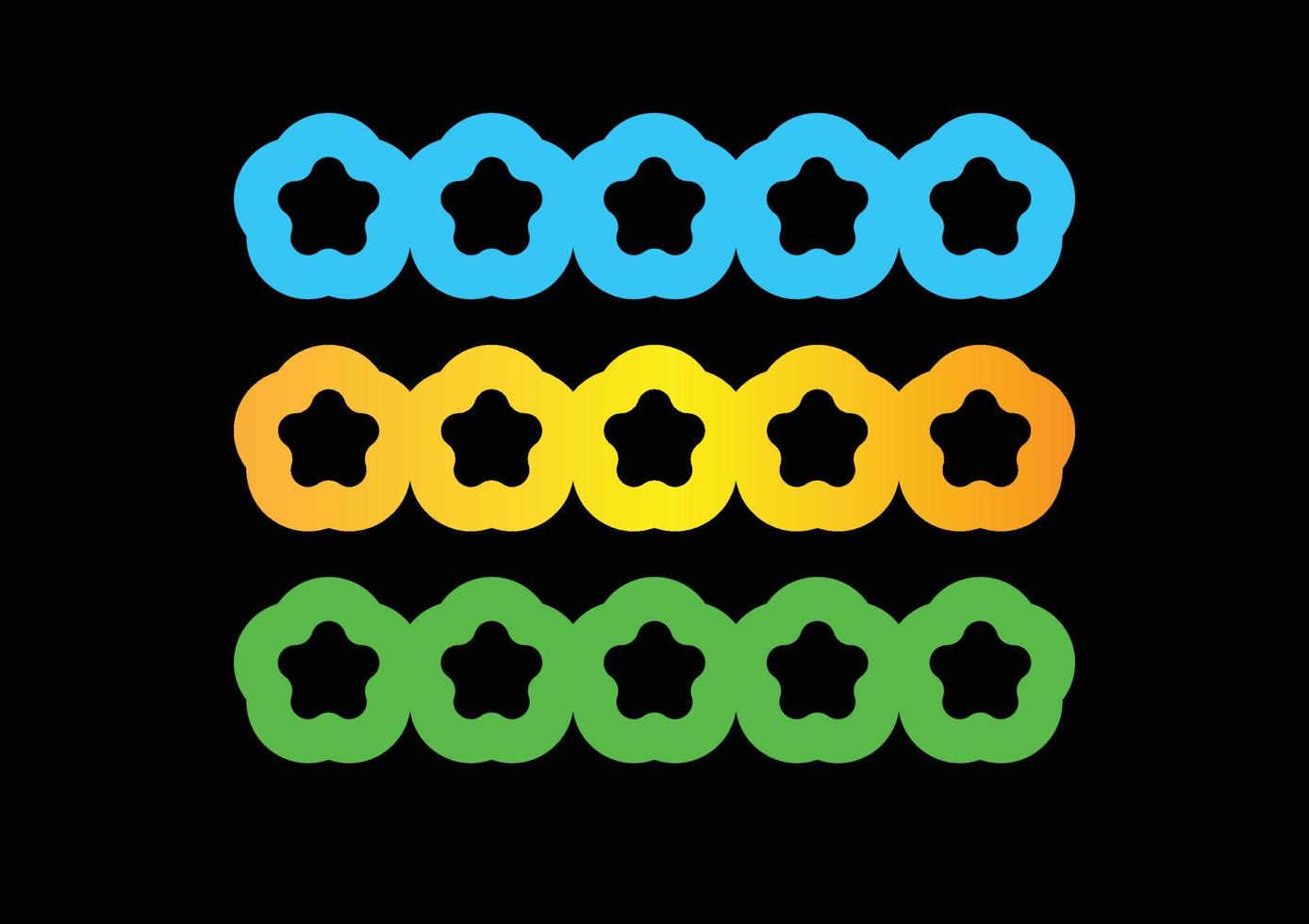 nuevo logotipo de cinco estrellas y diseño de icono. vector