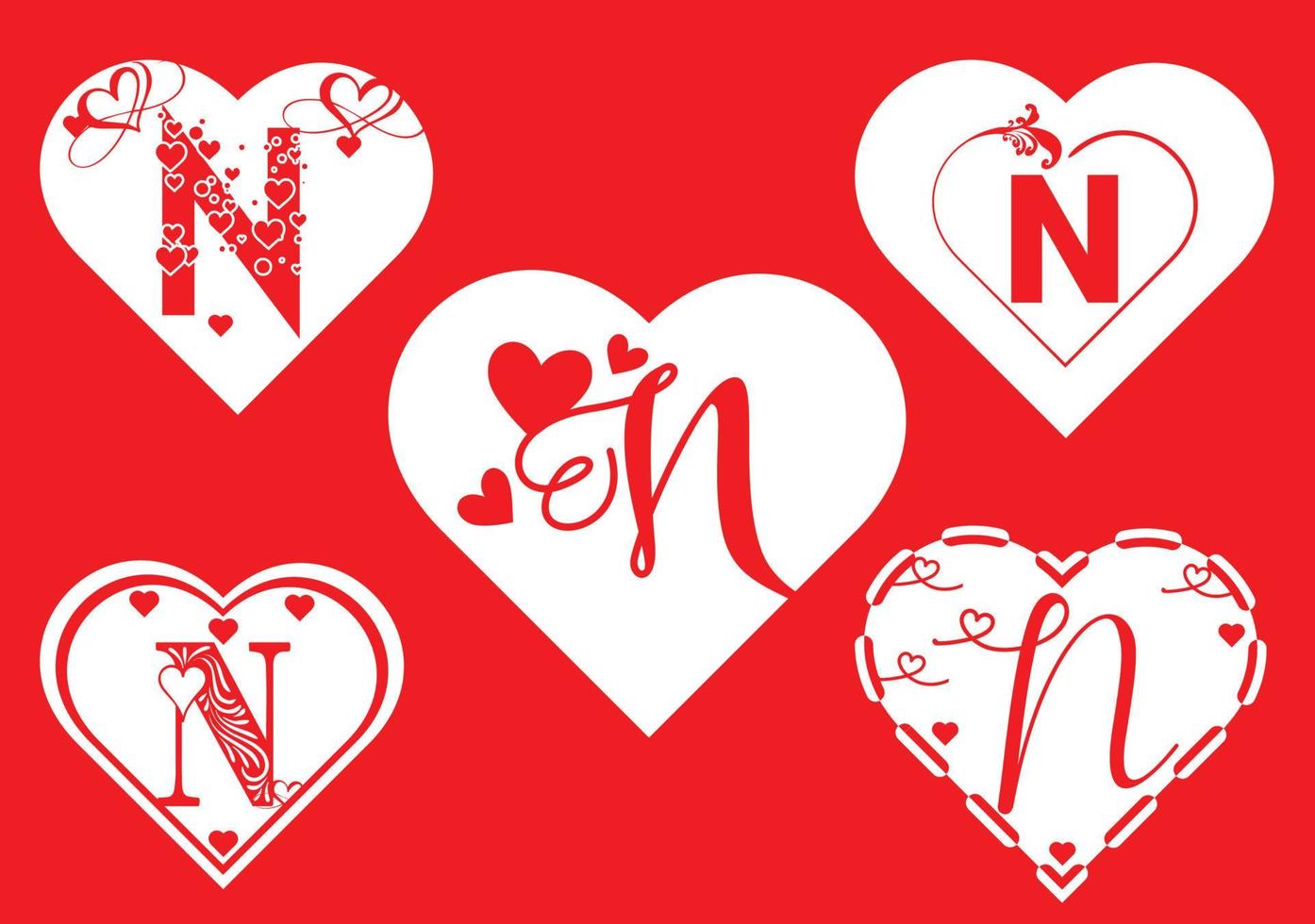 N letter logo with love icon, valentines day design template ...