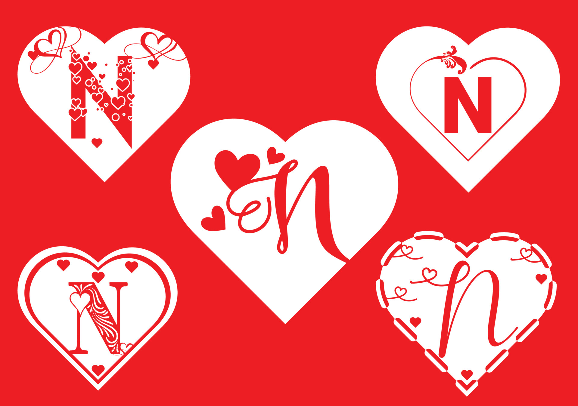 N letter logo with love icon, valentines day design template 4671580 Vector  Art at Vecteezy