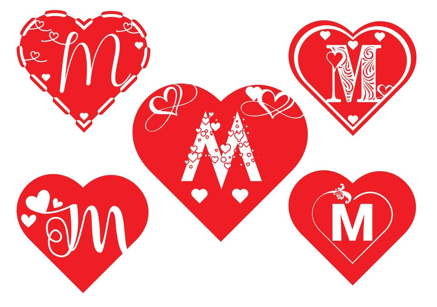 M letter logo with love icon, valentines day design template ...