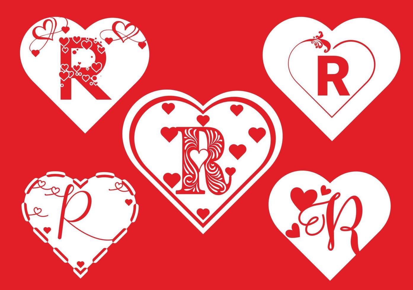 R letter logo with love icon, valentines day design template ...