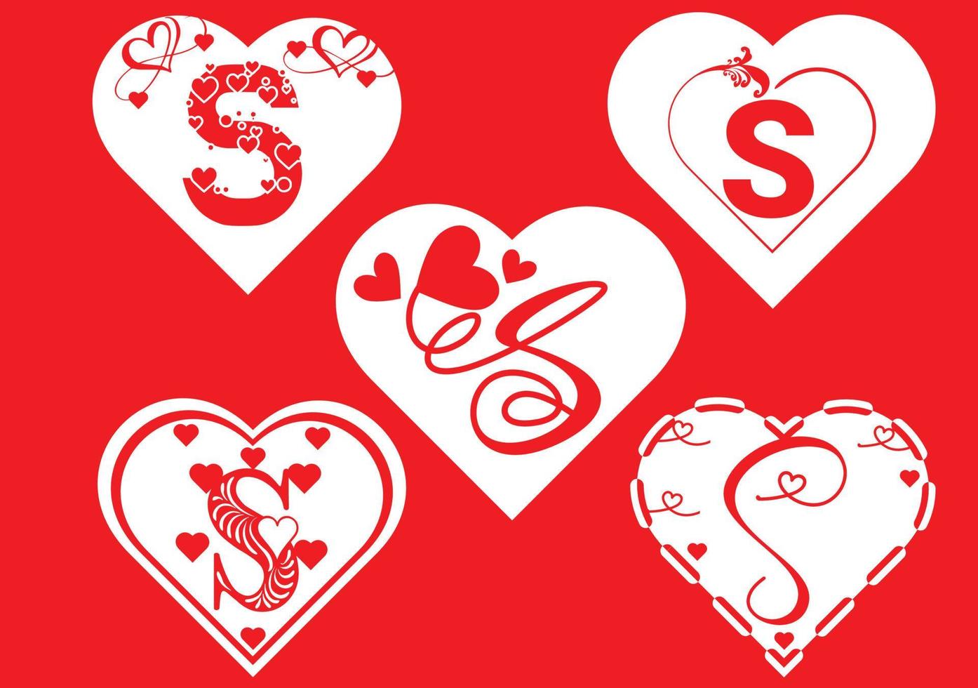 S letter logo with love icon, valentines day design template ...