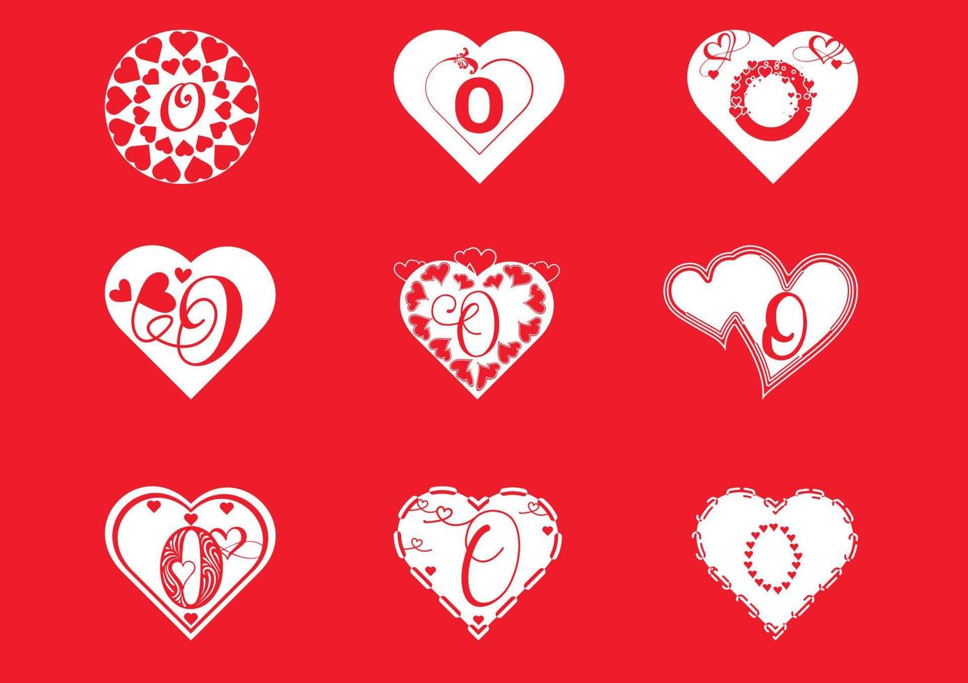 O letter logo with love icon, valentines day design template vector