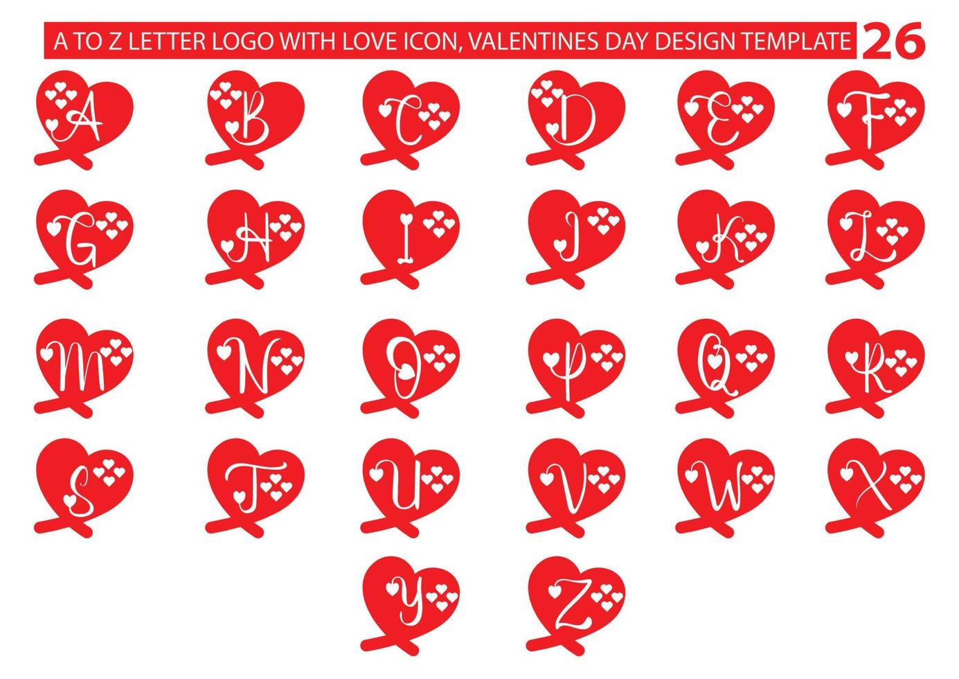 A to z letter logo with love icon bundle, valentines day design ...