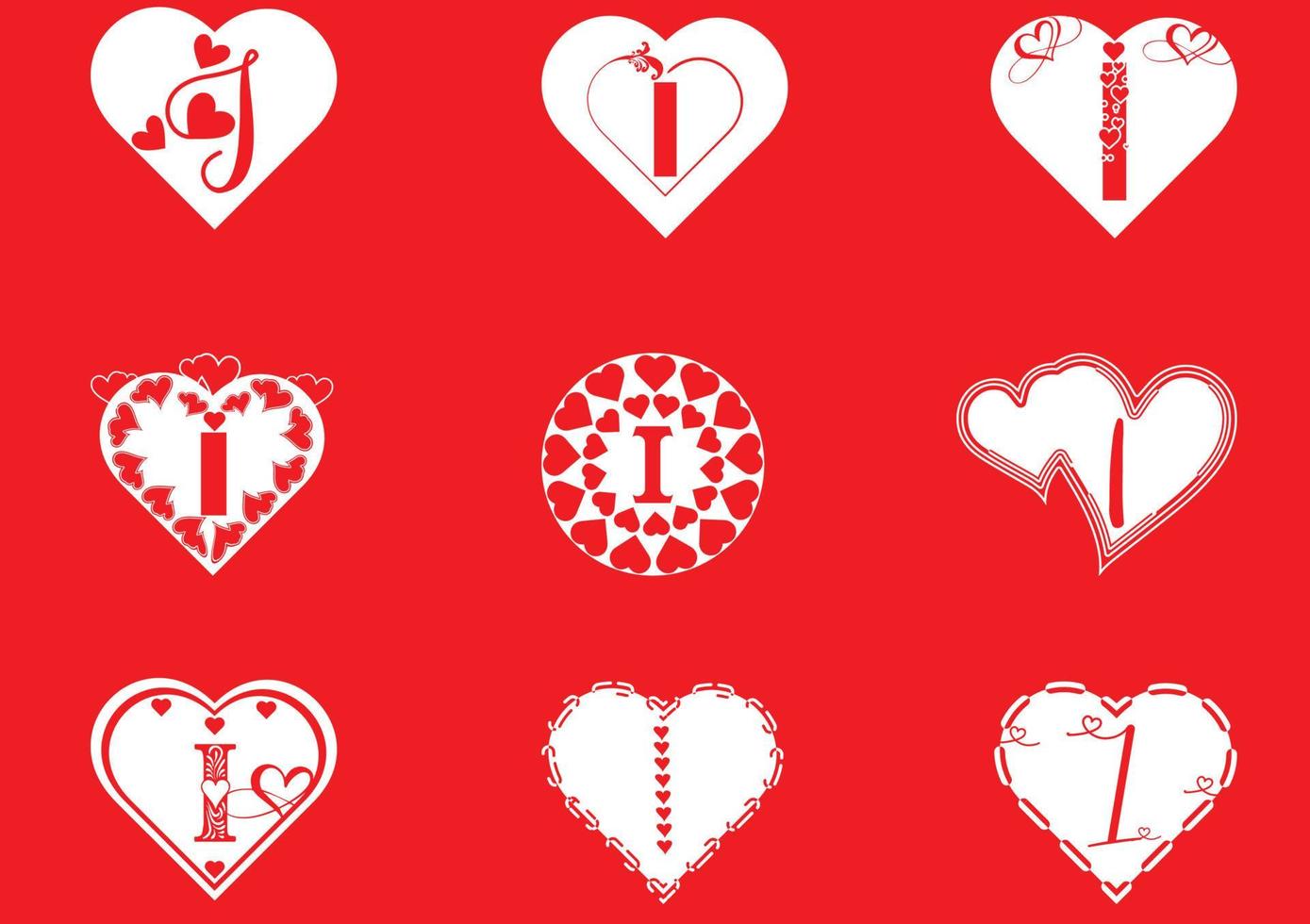 I letter logo with love icon, valentines day design template vector