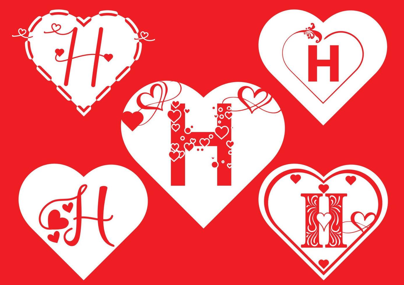 H letter logo with love icon, valentines day design template ...