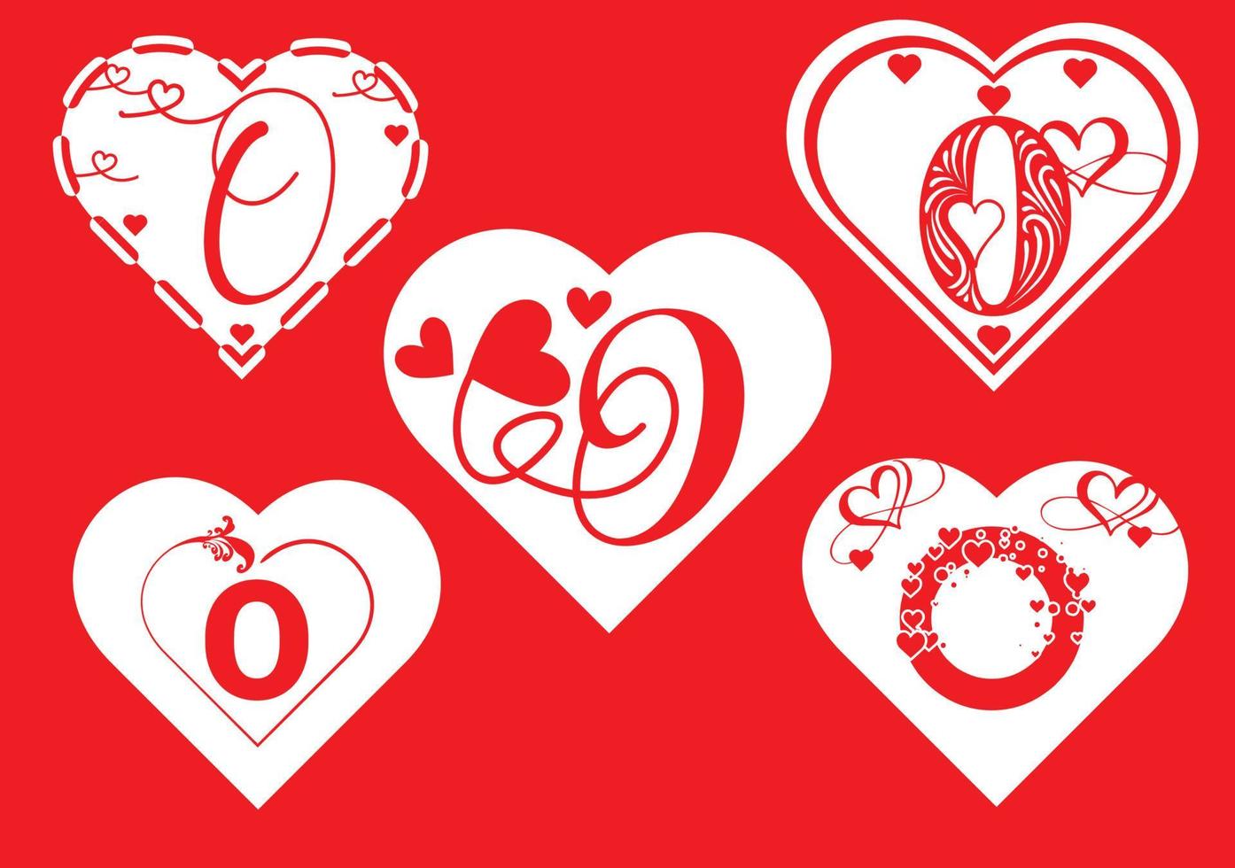 O letter logo with love icon, valentines day design template vector
