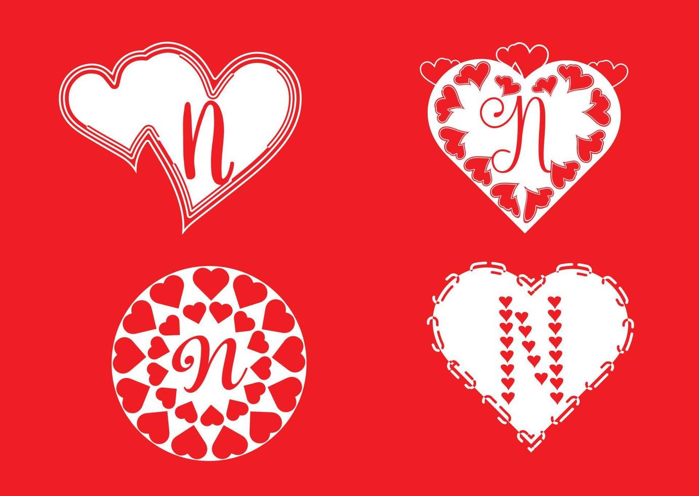 N letter logo with love icon, valentines day design template ...