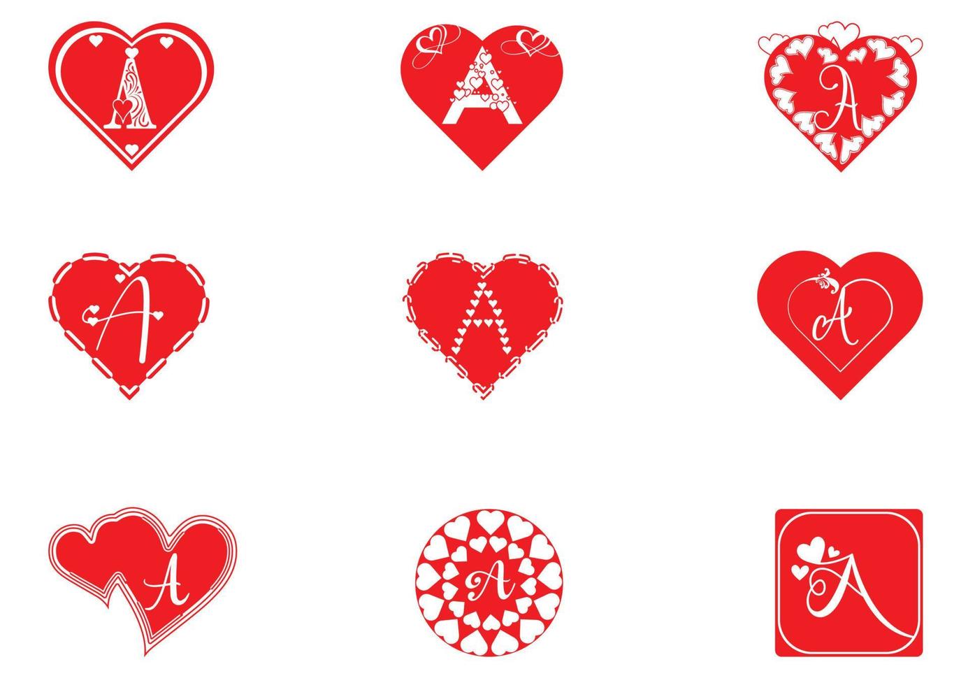 A letter logo with love icon, valentines day design template vector