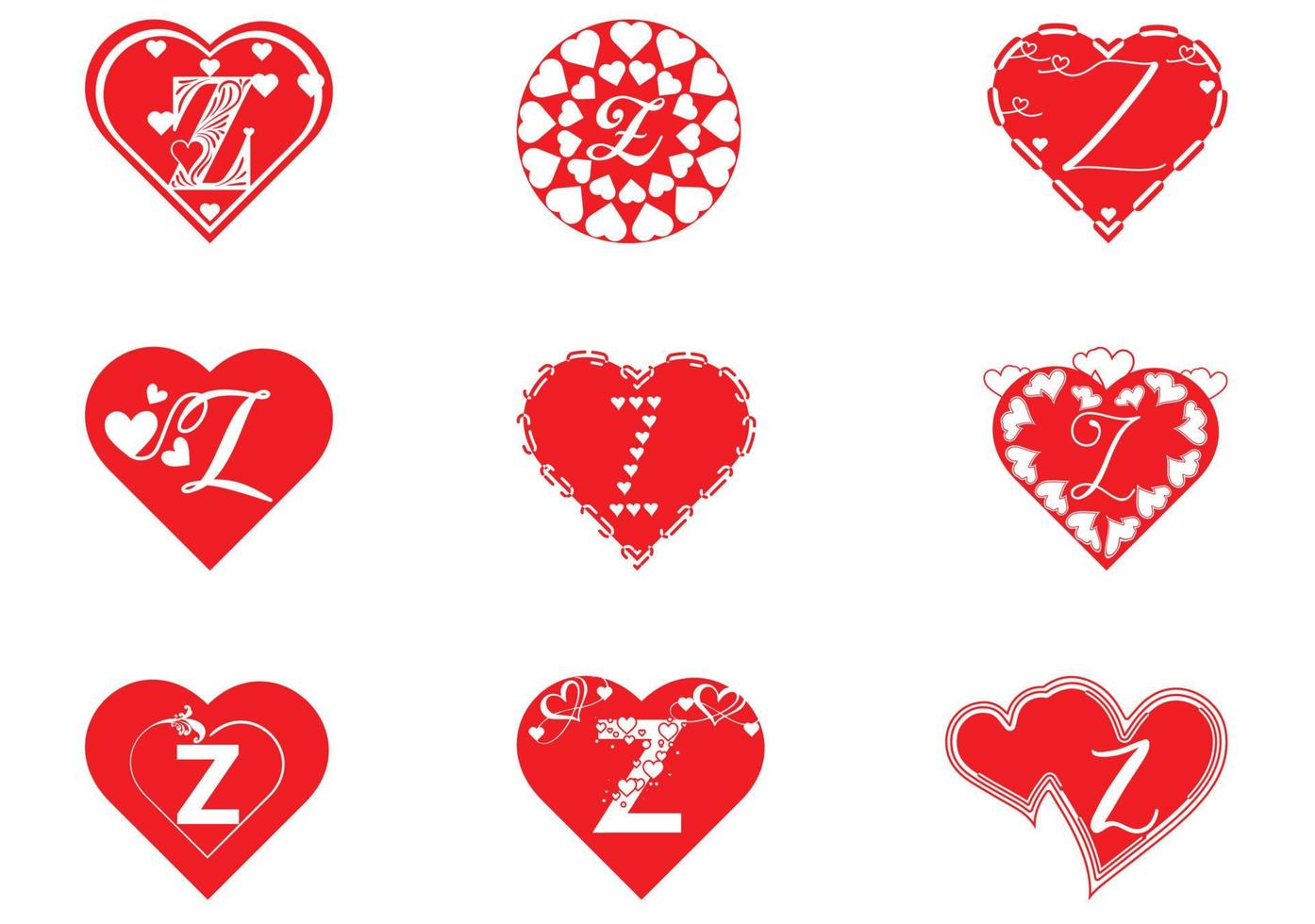 Logotipo de letra z con icono de amor, plantilla de diseño del día de San Valentín vector