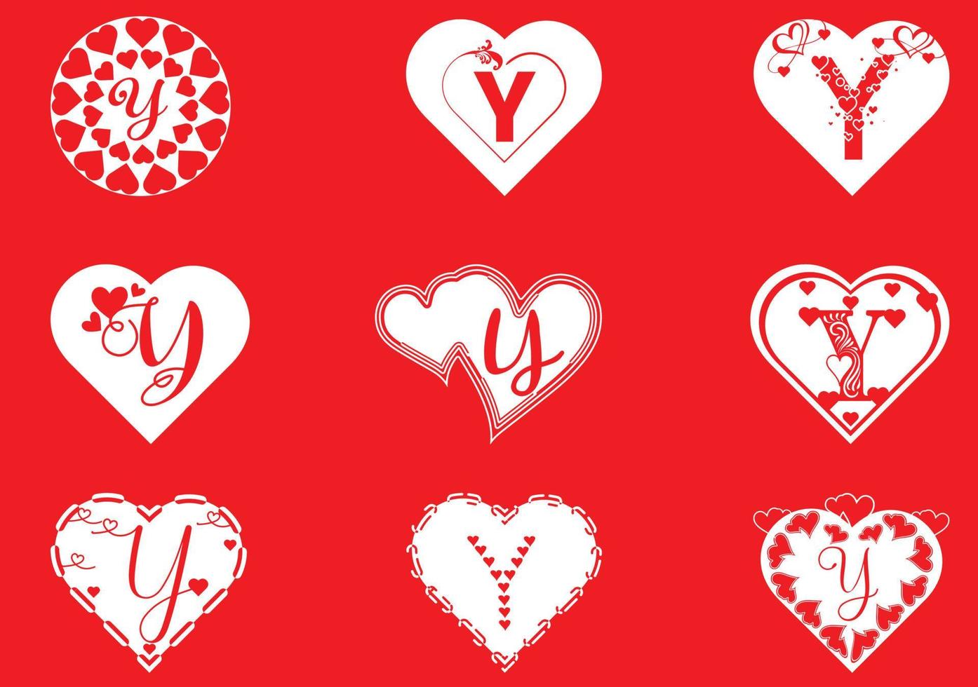 Y letter logo with love icon, valentines day design template vector