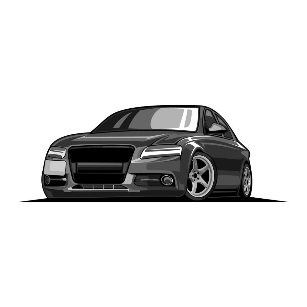 vista frontal de la ilustración del coche negro vector