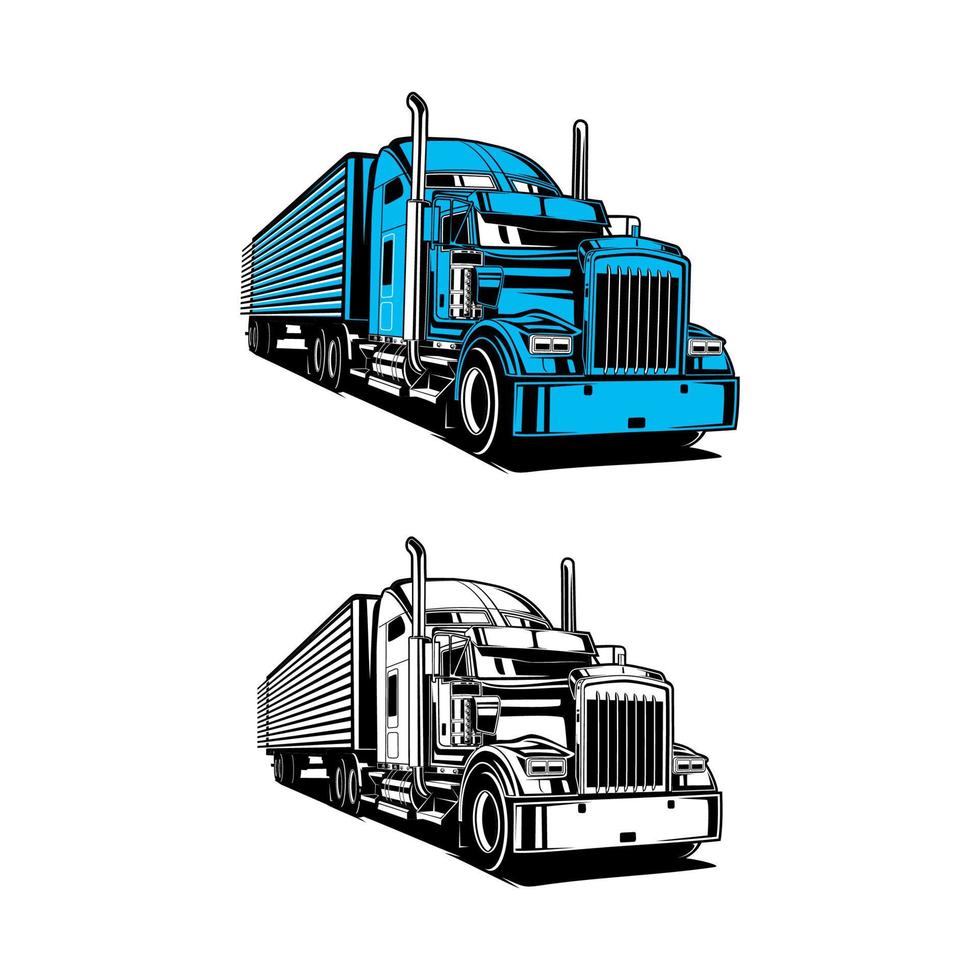 semi truck silhouette vector