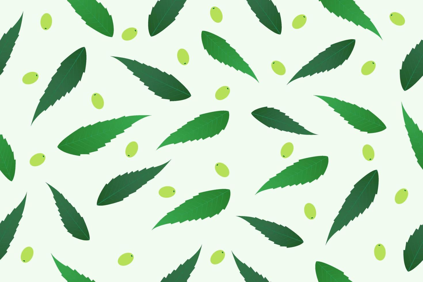 Neem leaves and fruit seamless background vector