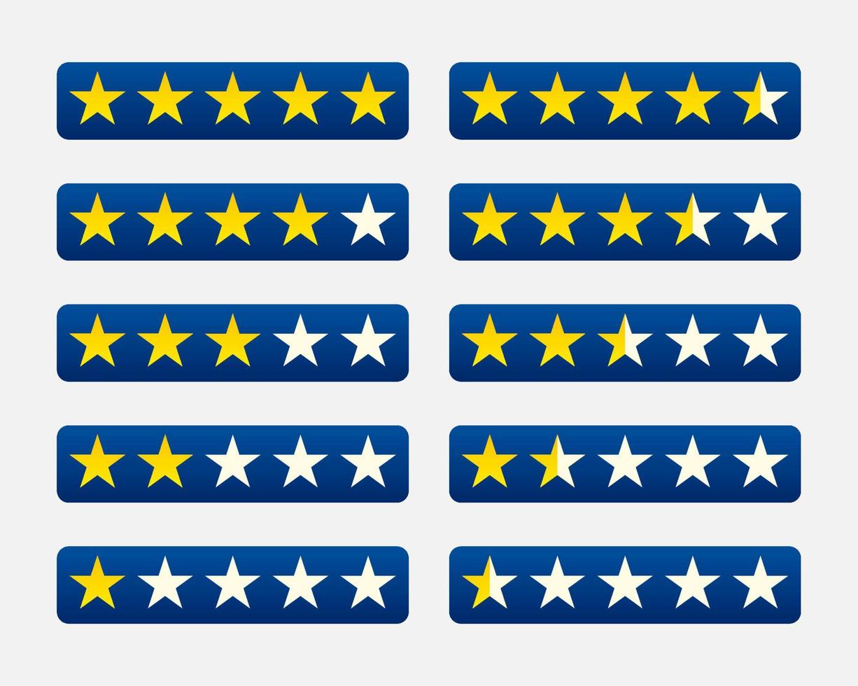 Set of rating or review stars vector