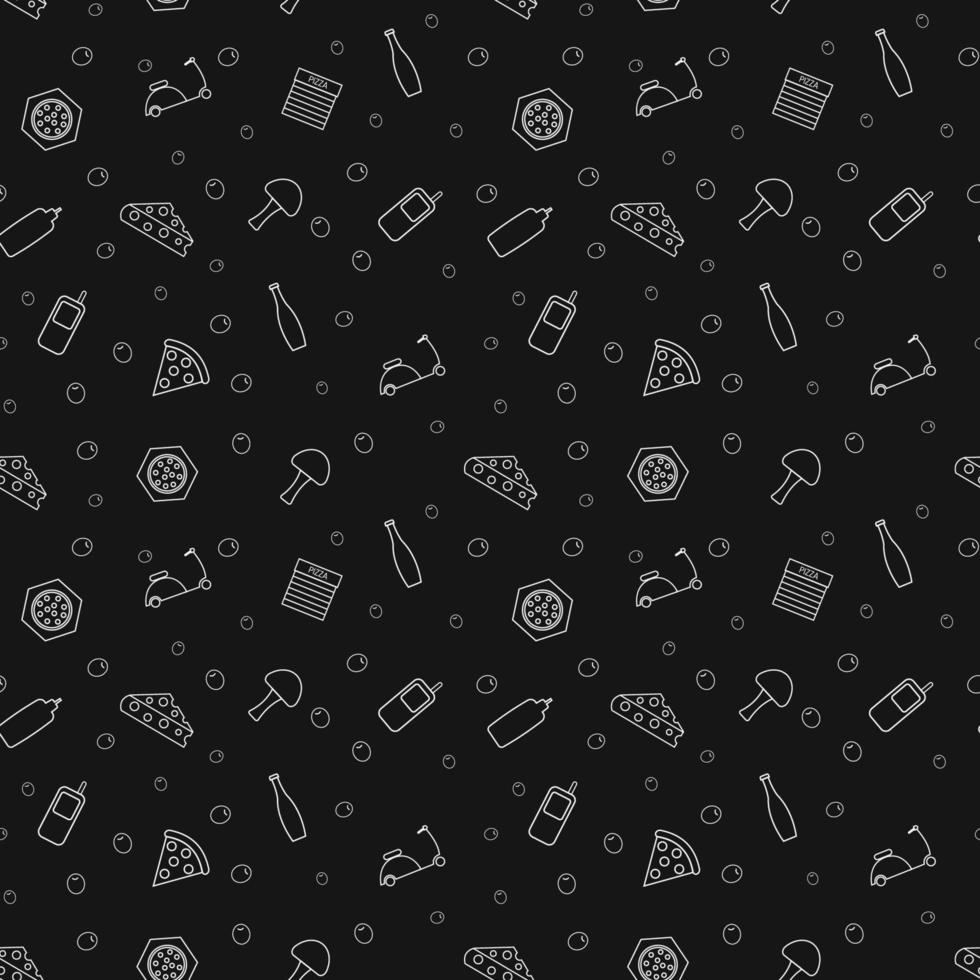 Pizza icons seamless pattern vector